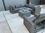 Prachtige hoekloungeset met vuurtafel, Tuin en Terras, Zo goed als nieuw, Bank, Loungeset, Wicker