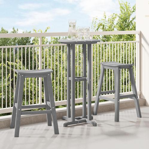 vidaXL 3-delige Tuinbarset HDPE lichtgrijs, Tuin en Terras, Tuintafels, Nieuw, Plastic, Verzenden