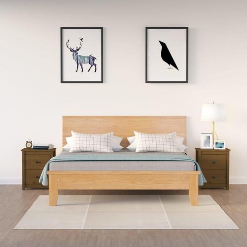 vidaXL Nachtkastjes 2 st 50x35x61,5 cm massief grenenhout, Huis en Inrichting, Slaapkamer | Nachtkastjes, Nieuw, Minder dan 45 cm
