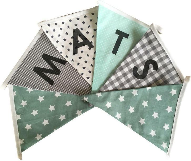 Hippe vlaggetjes met Naam!, Kinderen en Baby's, Kraamcadeaus en Geboorteborden, Kraamcadeau, Nieuw, Ophalen of Verzenden