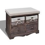 vidaXL Opbergbank 62x33x42 cm paulowniahout bruin, Huis en Inrichting, Banken | Voetenbanken en Poefen, Verzenden, Nieuw