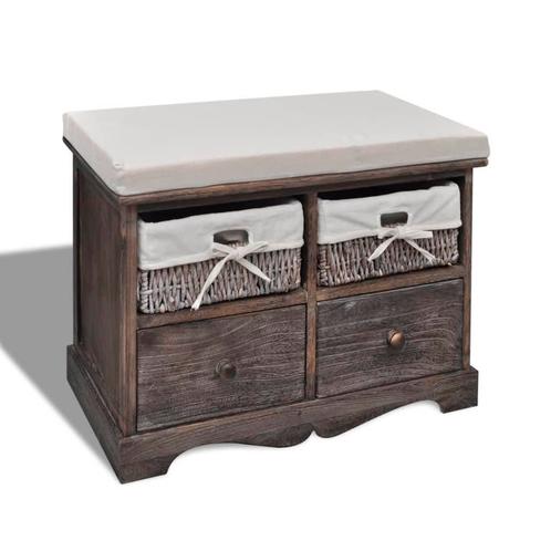 vidaXL Opbergbank 62x33x42 cm paulowniahout bruin, Huis en Inrichting, Banken | Voetenbanken en Poefen, Nieuw, Verzenden