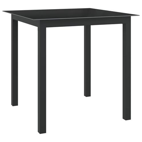 vidaXL Tuintafel 80x80x74 cm aluminium en glas zwart, Tuin en Terras, Tuintafels, Nieuw, Aluminium, Verzenden