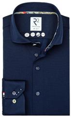 R2 Japanese Knitted Overhemd Korte Mouwen Navy maat XL Heren, Verzenden, Nieuw, Blauw, R2 Amsterdam