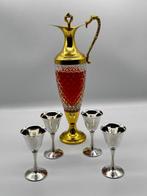 Vintage Brass Wine Decanter, Glass Bottle, Italian Liqueur