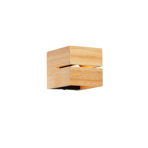 Landelijke wandlamp eiken hout 9,7 cm - Transfer Groove, Huis en Inrichting, Lampen | Wandlampen, Nieuw, Overige materialen