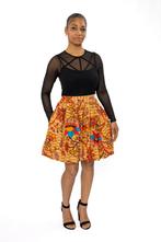 Afrikaanse print mini rok - Beige Oranje Botanical Flow - S, Kleding | Dames, Rokken, Ophalen of Verzenden, Nieuw