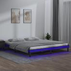 vidaXL Bedframe LED massief hout grijs 120x200 cm, Huis en Inrichting, Nieuw, Tweepersoons, Verzenden