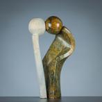 Two loving people - beeld van serpetine steen, Ophalen