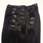 Zwart-bruine / Off Black clip in hair extensions, echt haar, Nieuw, Pruik of Haarverlenging, Verzenden