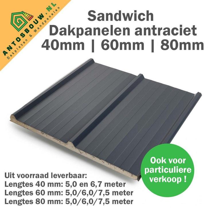 Dakpanelen-Dakplaten nieuwe gelegenheidspartij  A en B keus, Doe-het-zelf en Verbouw, Platen en Panelen, Nieuw, 50 tot 100 mm