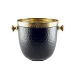 Zwart metalen champagne emmer met gouden rand, Verzenden, Nieuw