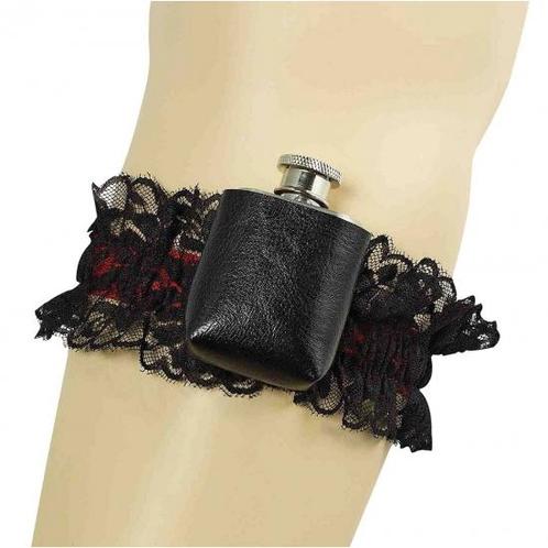 Kousenband zwart met flesje dames - Kousen, Hobby en Vrije tijd, Feestartikelen, Verzenden