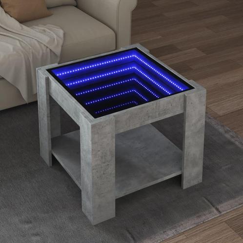 vidaXL Salontafel met LED 53x53x45 cm bewerkt hout, Huis en Inrichting, Tafels | Salontafels, 50 tot 100 cm, Nieuw, Overige houtsoorten