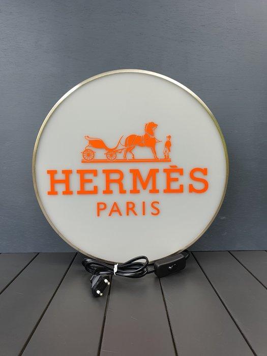 Ronde HERMES verlichte reclamebord - Grote Afmeting -, Antiek en Kunst, Antiek | Wandborden en Tegels