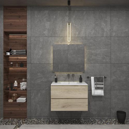 Badkamermeubelset Gliss Zeus 90 cm Licht Grijs Eiken, Doe-het-zelf en Verbouw, Sanitair, Bad, Nieuw, Ophalen of Verzenden