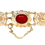 Gouden vintage bootjes armband met bloedkoraal 14 krt, Sieraden, Tassen en Uiterlijk, Armbanden, Ophalen of Verzenden, Nieuw