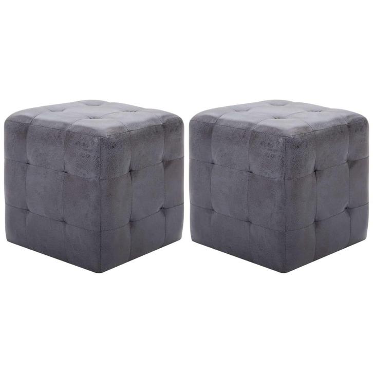 vidaXL Nachtkastjes 2 st 30x30x30 cm kunstsuède grijs, Huis en Inrichting, Slaapkamer | Nachtkastjes, Nieuw, Minder dan 45 cm