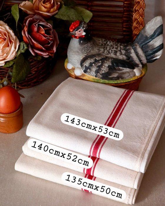 Torchon - Handdoek (3) - 135 cm - 50 cm - Lin bande rouge, Antiek en Kunst, Antiek | Kleden en Textiel