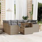 vidaXL 7-delige Loungeset met kussens poly rattan beige, Verzenden, Nieuw, Rotan, Loungeset