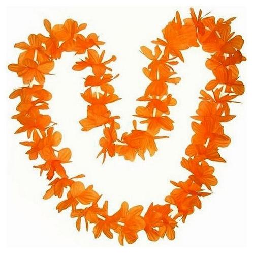 Pakket van 25x stuks oranje Hawaii krans slingers - Oranje, Hobby en Vrije tijd, Feestartikelen, Nieuw, Verzenden