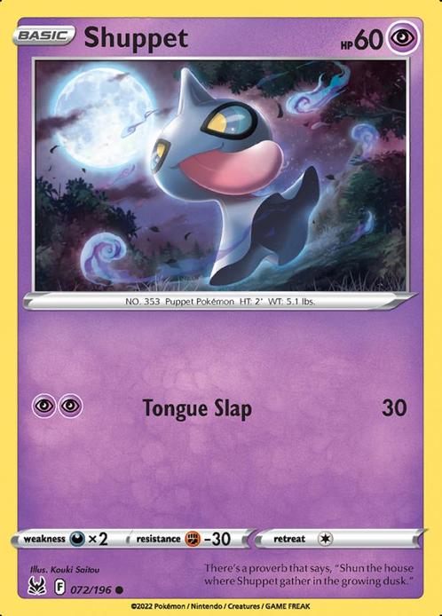 Shuppet 072/196  Lost Origin, Hobby en Vrije tijd, Verzamelkaartspellen | Pokémon, Losse kaart, Nieuw, Foil, Ophalen of Verzenden
