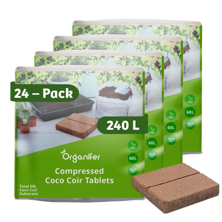 Coco Coir Kokossubstraat Tabletten - 24-pack van 10L zakken,, Tuin en Terras, Aarde en Mest, Mest, Verzenden