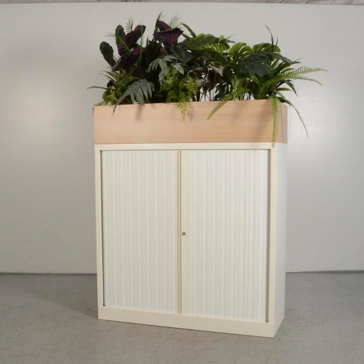 Roldeurkast Robberechts met plantenbak - Wit - 144 x 120 cm, Huis en Inrichting, Kasten | Roldeurkasten en Archiefkasten, Ophalen of Verzenden