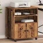 vidaXL Printerstand met opslag Oud hout 60 x 48 x 74 cm, Computers en Software, Printers, Verzenden, Nieuw