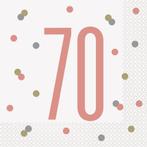 Servetten 70 Jaar Rose Goud 33cm16st, Verzenden, Nieuw