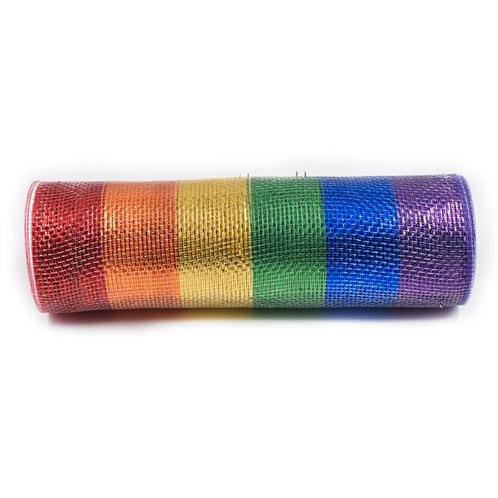 Deco mesh metallic - regenboog 26 cm x 9 m (10 yard), Hobby en Vrije tijd, Knutselen, Nieuw, Ophalen of Verzenden