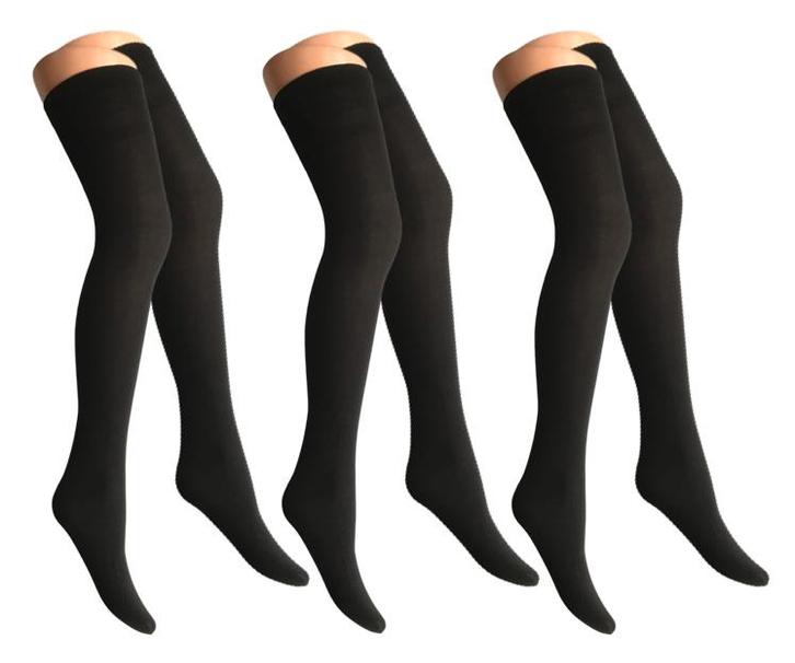 3 paar Dames panty/overknees - 70 denier - zwart, Kleding | Dames, Sokken en Kousen, Verzenden