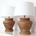 Tafellamp - Rotan - Twee grote rotan tafellampen