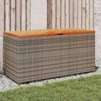 vidaXL Tuinbox 110x50x54 cm poly rattan en acaciahout grijs, Verzenden, Nieuw