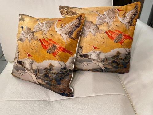 san Leucio top quality - paar fluwelen satijnen kussens met, Antiek en Kunst, Antiek | Kleden en Textiel