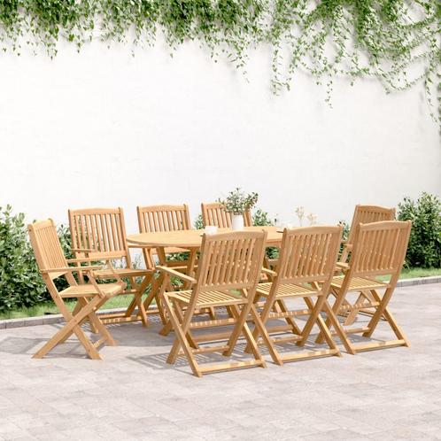 vidaXL 9-delige Tuinset massief acaciahout, Tuin en Terras, Tuinsets en Loungesets, Tuinset, Nieuw, 8 zitplaatsen, Hardhout, Verzenden