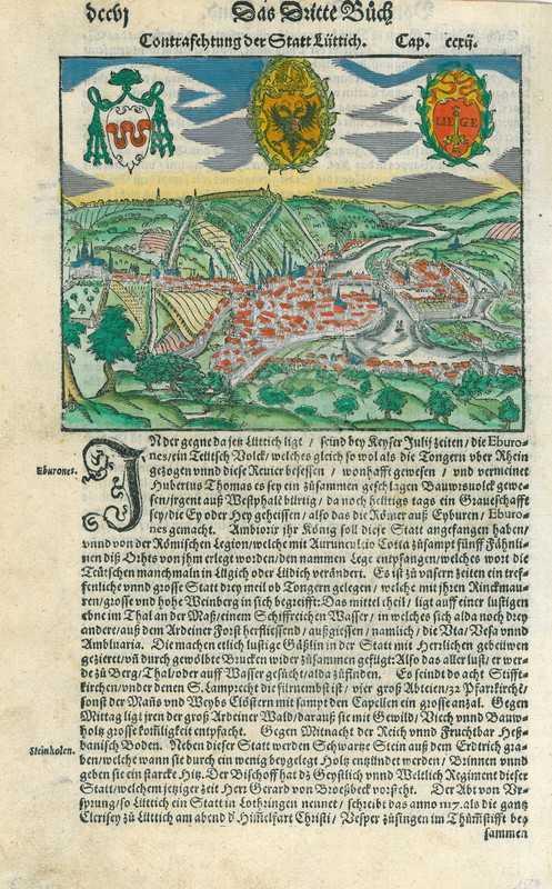 Zicht op Liege, Antiek en Kunst, Kunst | Etsen en Gravures