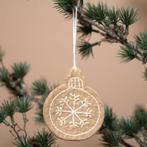 Hanger Vilt - Kerstbal Geborduurde Sneeuwvlok - Gingerbread, Nieuw, Ophalen of Verzenden