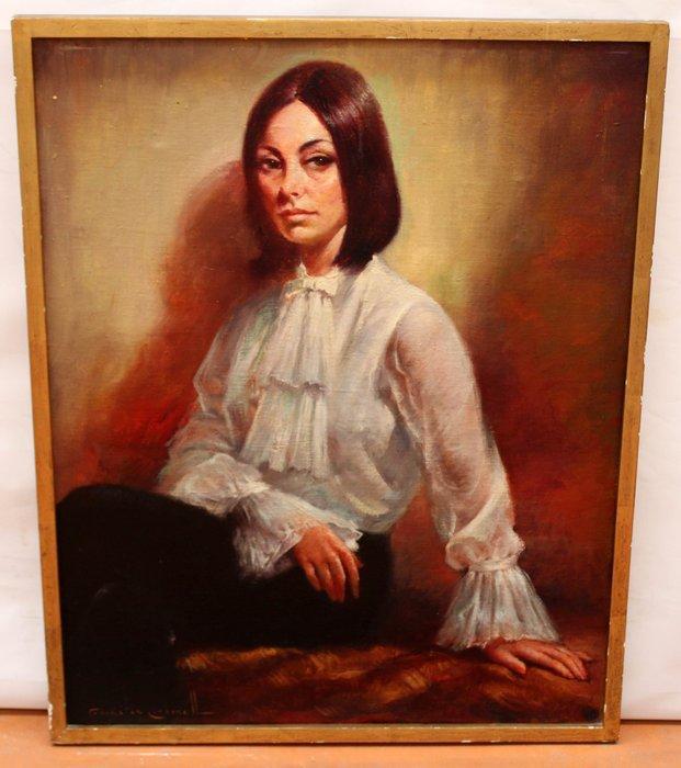 Rosendo González Carbonell (1910-1984) - Retrato femenino, Antiek en Kunst, Kunst | Schilderijen | Klassiek