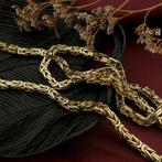 Gouden vierkante koningsketting met diamant; 0,48 ct., Gebruikt, Overige kleuren, Ophalen of Verzenden, Met edelsteen