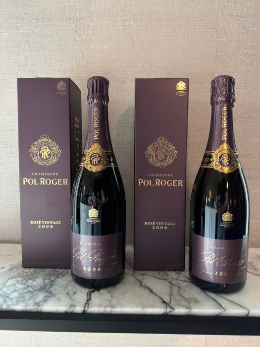 2008 Pol Roger, Vintage - Champagne Rosé, Brut - 2 Flessen, Verzamelen, Wijnen