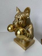Beeld, Golden Buldog Boxer - 36 cm - GELDKleur-hars