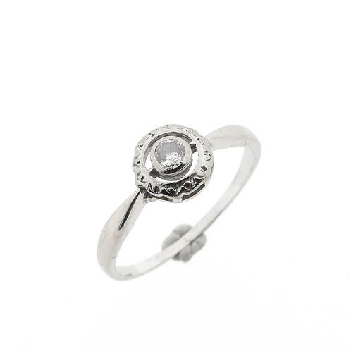 Vintage witgouden solitair ring met diamant | 0,07 ct., Sieraden, Tassen en Uiterlijk, Ringen, Dame, Met edelsteen, Overige kleuren