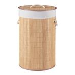 [en.casa] Wasmand Salla bamboe met waszak 60x38 cm 68 L hout, Huis en Inrichting, Nieuw, Verzenden