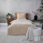 Teddy ribbed dekbedovertrek - taupe - 140 x 200/220 cm |, Verzenden, Nieuw