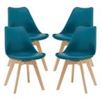Eetkamerstoelen Fläten set van 4 stuks kunstleer turquoise e, Huis en Inrichting, Verzenden, Nieuw