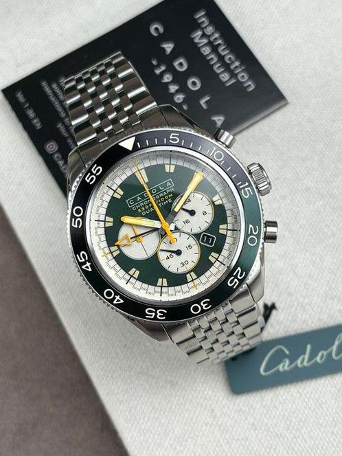 Cadola - Ahrens Chronograph Date Dual time - RACING GREEN -, Sieraden, Tassen en Uiterlijk, Horloges | Heren
