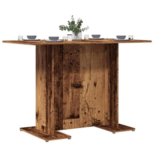 vidaXL Eettafel 110x60x75 cm bewerkt hout oud houtkleurig, Huis en Inrichting, Tafels | Eettafels, Nieuw, Verzenden