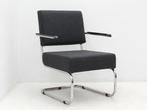 Fauteuil Entree - wolvilt grijs - slede chroom - armleggers, Werkplek, Ophalen of Verzenden, Gebruikt, Overige typen