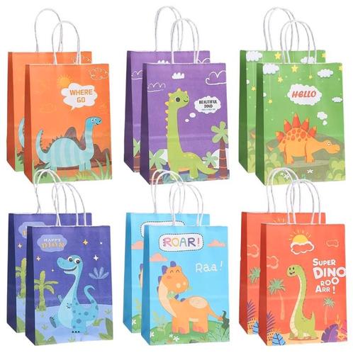 Fako Bijoux® - 24 Papieren Uitdeeltasjes Dinosaurus -, Diversen, Cadeauverpakkingen, Verzenden